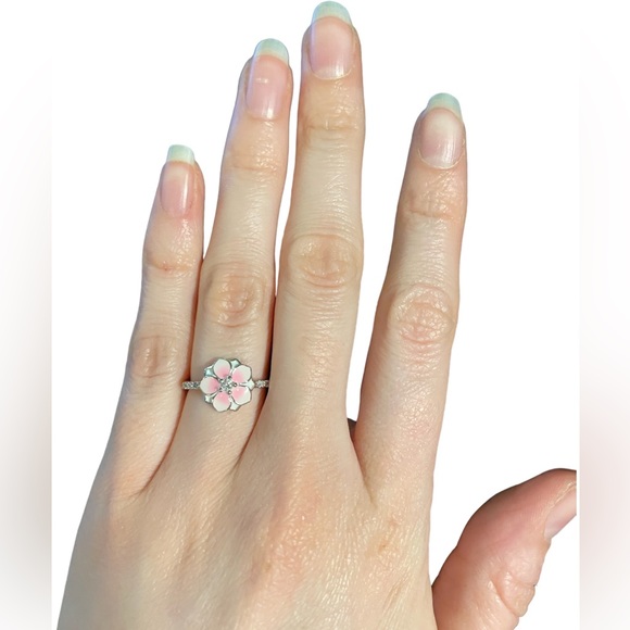 Pink Cherry Blossom Enamel Ring - Picture 5 of 5